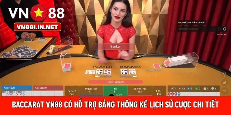 Baccarat VN88 có hỗ trợ bảng thống kê 