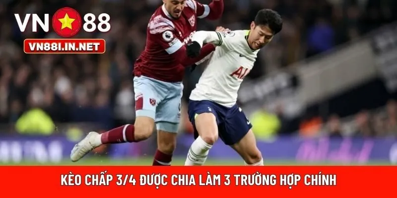 Kèo chấp 3/4 được chia làm 3 trường hợp chính