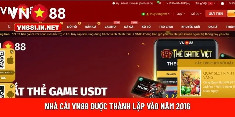 Nhà cái VN88 được thành lập vào năm 2016